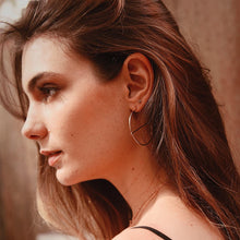 Load image into Gallery viewer, Large circle hoops, minimalist, statement hoops, geometric earrings, boho hoops, wire hoops, G earrings, G hoops, large gold hoops, 925