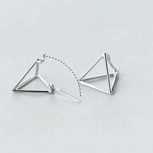 Load image into Gallery viewer, PYRA - Modern unique geometric minimalist pyramid triangle 3d stud huggie mini hoop earrings 925 sterling silver gold rose gold boho minimal