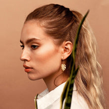 Load image into Gallery viewer, MONSTERA - Leaf plant drop wire earrings boho bride wedding monstera dainty gold leaf botanical earring unique jewelry 925 bridal gift