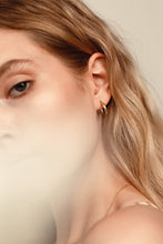 Load image into Gallery viewer, Twist huggie hoops, mini gold hoops, small hoop earrings, spiral hoops, twist rope hoops, boho hoops, mini bold hoops, wreath hoops, 925