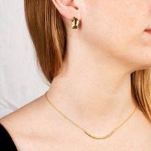 Load image into Gallery viewer, ABBY - Abstract vintage molten gold pebble stud earring 925 silver molten organic gold stud earring boho french minimalist earring gift