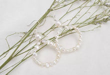 Load image into Gallery viewer, Circle pearl earrings, dangling, baroque pearl earrings, drop pearl earrings, statement pearl earrings, boho bride, wedding, bridesmaid, 925