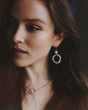 Load image into Gallery viewer, Circle pearl earrings, dangling, baroque pearl earrings, drop pearl earrings, statement pearl earrings, boho bride, wedding, bridesmaid, 925