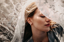 Load image into Gallery viewer, MAE - Mini huggie hoop pearl earrings stud small genuine shell pearl dainty hoop boho bride wedding bridal bridesmaid gift vintage 925