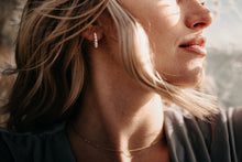 Load image into Gallery viewer, MAE - Mini huggie hoop pearl earrings stud small genuine shell pearl dainty hoop boho bride wedding bridal bridesmaid gift vintage 925