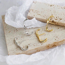 Load image into Gallery viewer, MIKA - Bold Minimalist hook stud ear cuff suspender earrings gold twist 925 earring modern textured wrap earring unique ear jacket stacking