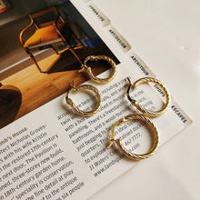 Load image into Gallery viewer, Twist rope hoop earrings, spiral twist hoops, wreath hoops, vintage hoops, boho, minimalist, classic, stacking., lightweight earring 925