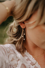 Load image into Gallery viewer, GRETA - Dangling genuine shell pearl earrings vintage dainty dangle drop pearl earrings gold boho bride wedding bridesmaid gift 925 silver