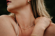 Load image into Gallery viewer, Gold link chain, vintage style, unisex, double split chain, twist rope, rectangular paperclip chain, boho choker, street style necklace, 925