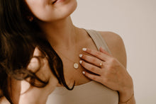 Load image into Gallery viewer, ROSALIE - Vintage style rose coin necklace, gold circle pendant flower coin vintage mirror twist wreath frame necklace stacking 925 silver