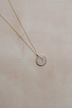 Load image into Gallery viewer, ROSALIE - Vintage style rose coin necklace, gold circle pendant flower coin vintage mirror twist wreath frame necklace stacking 925 silver