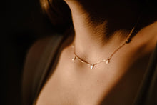 Load image into Gallery viewer, Dainty disc choker, boho choker, satellite, bead necklace, rhodium, 925 silver, gold disc necklace, mini disk choker, minimalist, stacking