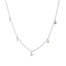 Load image into Gallery viewer, Dainty disc choker, boho choker, satellite, bead necklace, rhodium, 925 silver, gold disc necklace, mini disk choker, minimalist, stacking