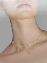 Load image into Gallery viewer, DAMLA - Water drop choker satellite gold chain choker necklace 925 silver dainty chain mini droplet choker minimal stacking necklace