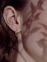 Load image into Gallery viewer, LAUREN - Dainty vintage gold interwoven entwine hoop earrings spiral rose silver twist weave boho minimalist stacking wreath small 925