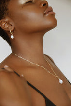 Load image into Gallery viewer, Baroque pearl hoops, vintage style, pearl drop earrings, gold c hoops, twist hoop, spiral wreath hoop, wedding earring, bridal, silver 925