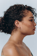 Load image into Gallery viewer, MAE - Mini huggie hoop pearl earrings stud small genuine shell pearl dainty hoop boho bride wedding bridal bridesmaid gift vintage 925