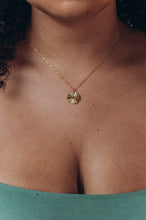 Load image into Gallery viewer, SAMARA - Abstract vintage sunburst sunbeam necklace gold coin pendant necklace silver boho gold coin sun sunshine ray stacking necklace