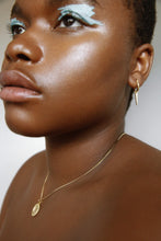 Load image into Gallery viewer, Wreath frame, round coin necklace, gold coin pendant, mirror, double sided, circle coin necklace, stacking, vintage, boho coin necklace, 925