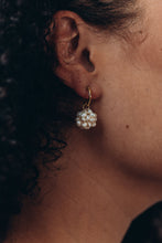 Load image into Gallery viewer, MAISIE - Dainty gold mini hoops dangling cluster pearl huggie hoop French style baroque pearl earring boho bride wedding bridesmaid vintage