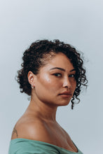 Load image into Gallery viewer, MAE - Mini huggie hoop pearl earrings stud small genuine shell pearl dainty hoop boho bride wedding bridal bridesmaid gift vintage 925