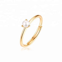 Load image into Gallery viewer, Dainty pearl ring. 18K gold vermeil, natural, solitaire pearl, minimalist ring, adjustable ring, gold filled ring, stacking ring, bridal 6