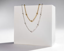Load image into Gallery viewer, BELLE - Dainty bead satellite chain choker necklace 925 sterling silver boho style gold plated silver bead orb chain stacking necklace