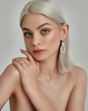 Load image into Gallery viewer, Circle pearl earrings, dangling, baroque pearl earrings, drop pearl earrings, statement pearl earrings, boho bride, wedding, bridesmaid, 925