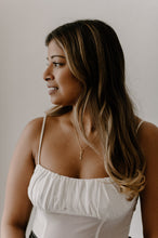 Load image into Gallery viewer, KEY - dainty vintage gold skeleton key pendant necklace, minimalist mini key necklace 925 silver boho small pendant gift valentines birthday