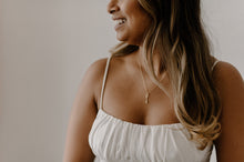 Load image into Gallery viewer, KEY - dainty vintage gold skeleton key pendant necklace, minimalist mini key necklace 925 silver boho small pendant gift valentines birthday