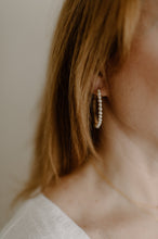 Load image into Gallery viewer, Statement pearl hoop earrings, large pearl hoops, genuine pearl earring, bold hoops, gold pearl hoops, event, wedding earring, bridal, 925