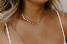 Load image into Gallery viewer, KATIE - Dainty thin flat snake chain herringbone adjustable necklace choker gold plated silver minimalist boho lightweight stacking 45 CM

