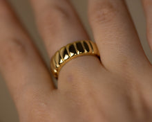 Load image into Gallery viewer, ESMEE - gold French vintage canelé dessert chunky bold ring thick ribbed Parisian statement 5 6 7 8 unisex creme brule puffy puff band ring