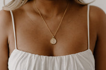 Load image into Gallery viewer, Queen coin necklace, vintage coin pendant, Elizabeth II necklace, British, ornate coin necklace, double sided, boho, stacking, antique, 925