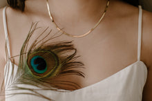 Load image into Gallery viewer, KATIE - Dainty thin flat snake chain herringbone adjustable necklace choker gold plated silver minimalist boho lightweight stacking 45 CM