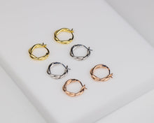 Load image into Gallery viewer, LAUREN - Dainty vintage gold interwoven entwine hoop earrings spiral rose silver twist weave boho minimalist stacking wreath small 925