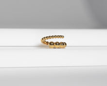 Load image into Gallery viewer, Chunky graduated bead ring, gold beaded ring, statement ring, spiral twist, bubble ring, bold, open ring, adjustable, thick, wrap US 4, 6, 8