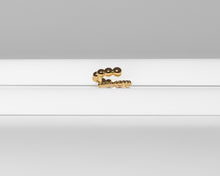 Load image into Gallery viewer, Chunky graduated bead ring, gold beaded ring, statement ring, spiral twist, bubble ring, bold, open ring, adjustable, thick, wrap US 4, 6, 8