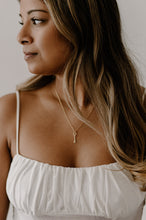 Load image into Gallery viewer, KEY - dainty vintage gold skeleton key pendant necklace, minimalist mini key necklace 925 silver boho small pendant gift valentines birthday