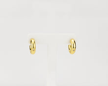 Load image into Gallery viewer, Bold puff hoops, CZ thick puffy earring, chunky gold hoops, mid-century vintage, statement hoops, hollow c hoops, thick hoops, zirconia hoop
