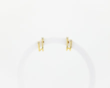 Load image into Gallery viewer, Double cz cuff hoop, dainty cz earrings, suspender cuff, layer hoops, double ear cuff, wrap earring, half hoop, cz huggie earring, boho