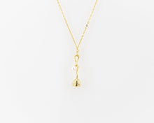 Load image into Gallery viewer, Flower pearl pendant, vintage flower necklace, genuine pearl necklace, tulip pendant, floral, rose, boho necklace, gold pearl necklace