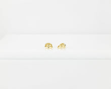 Load image into Gallery viewer, Small dome hoops, dainty bold hoops, mini croissant hoops, puff hoops, small ribbed earring, gold huggie hoops, shell, vintage hoop earrings