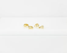 Load image into Gallery viewer, Small dome hoops, dainty bold hoops, mini croissant hoops, puff hoops, small ribbed earring, gold huggie hoops, shell, vintage hoop earrings