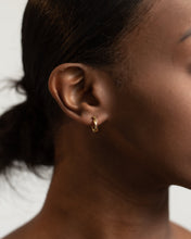 Load image into Gallery viewer, Dainty gold huggie hoops, ribbon twist, clicker hoop earrings spiral twist, gold entwine, boho hoops, wreath hoops, rose gold, 925 silver