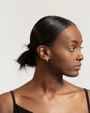 Load image into Gallery viewer, Small ribbed hoops, dainty bold hoops, gold puff hoops, canelé dessert earring, statement hoops, chunky hoops, vintage, creme brule, puffy