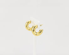 Load image into Gallery viewer, Bold puff hoops, CZ thick puffy earring, chunky gold hoops, mid-century vintage, statement hoops, hollow c hoops, thick hoops, zirconia hoop