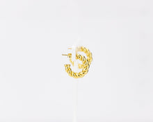 Load image into Gallery viewer, Chunky twist hoops, thick hoop earrings, spiral twist hoops, large gold hoops, statement hoops, French vintage, chunky wreath earrings, boho
