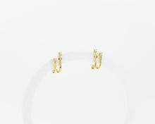 Load image into Gallery viewer, Double cz cuff hoop, dainty cz earrings, suspender cuff, layer hoops, double ear cuff, wrap earring, half hoop, cz huggie earring, boho
