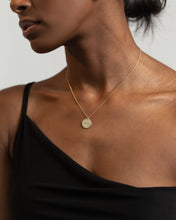 Load image into Gallery viewer, DANICA - minimalist 8 point north star zircon gold coin necklace, star circle pendant, starburst cz dainty coin necklace stacking stack